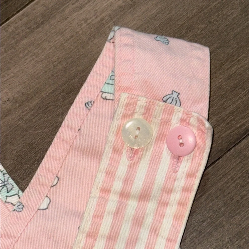 Vintage Osh Kosh B’gosh Pale Pink Bunny Pattern youth overalls SZ 24M